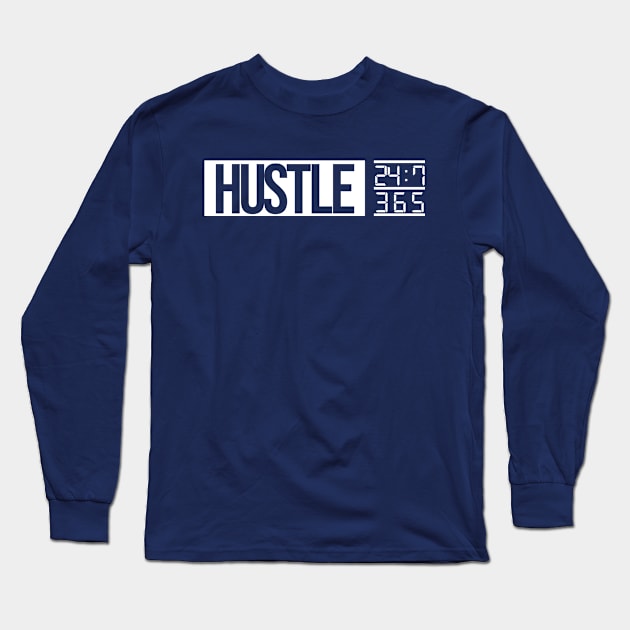 Hustle Time (white txt) Long Sleeve T-Shirt by artofplo